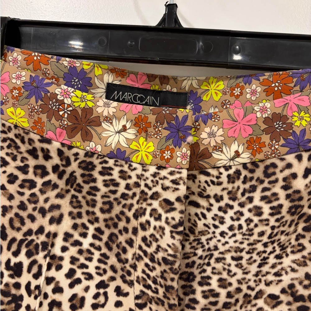 Marc Cain Leopard Print Pants with Floral Waistband